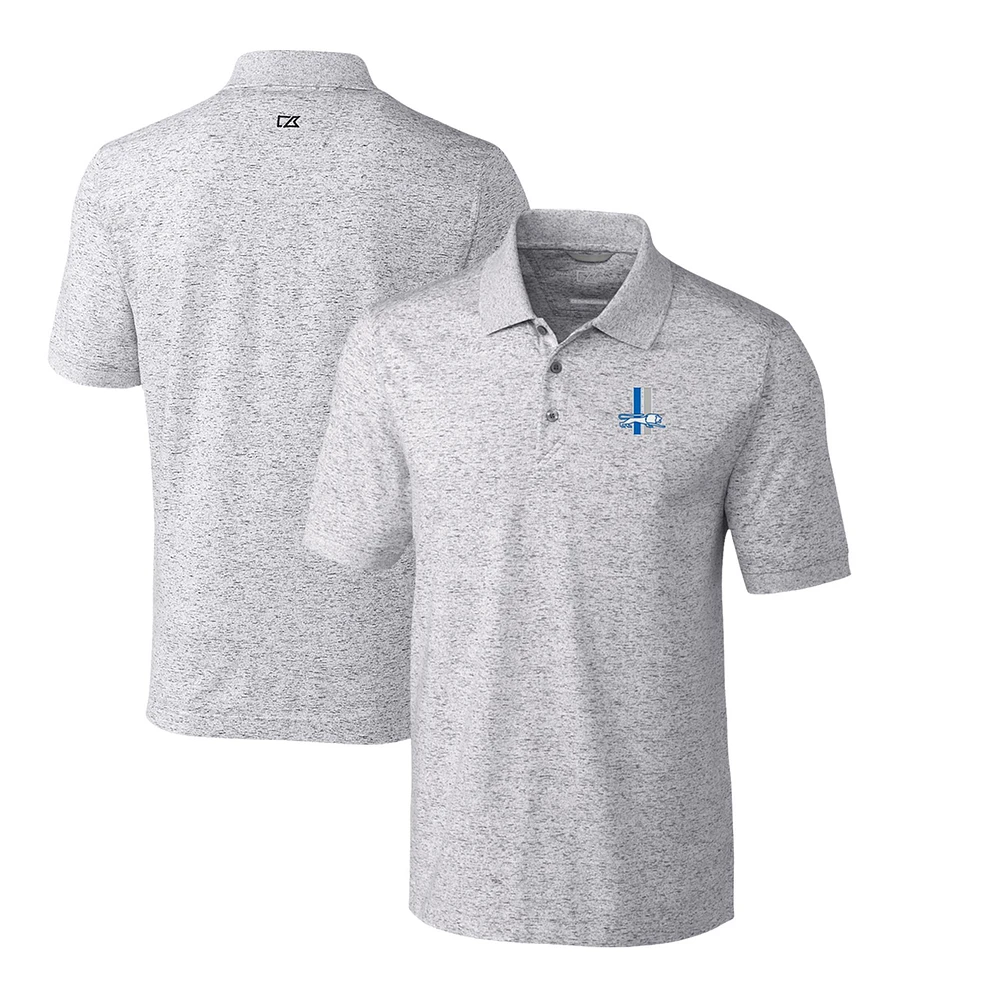 Men's Cutter & Buck Steel Detroit Lions Advantage Tri-Blend Space Dye Throwback Polo
