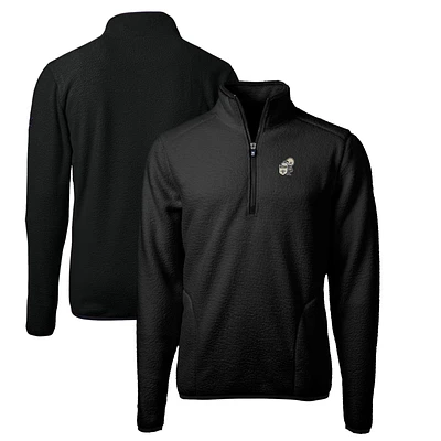 Men's Cutter & Buck Black New Orleans Saints Throwback Eco Sherpa Fleece Quarter-Zip Pullover Jacket