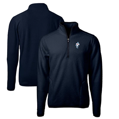 Men's Cutter & Buck Navy Houston Oilers Throwback Eco Sherpa Fleece Quarter-Zip Pullover Jacket