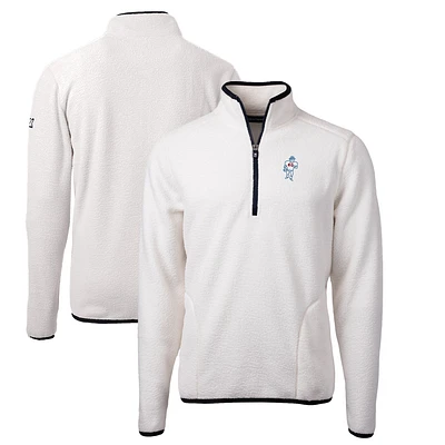 Men's Cutter & Buck White Houston Oilers Throwback Eco Sherpa Fleece Quarter-Zip Pullover Jacket