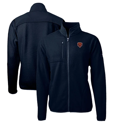 Men's Cutter & Buck Navy Chicago Bears Cascade Eco Sherpa Fleece Full-Zip Throwback Jacket