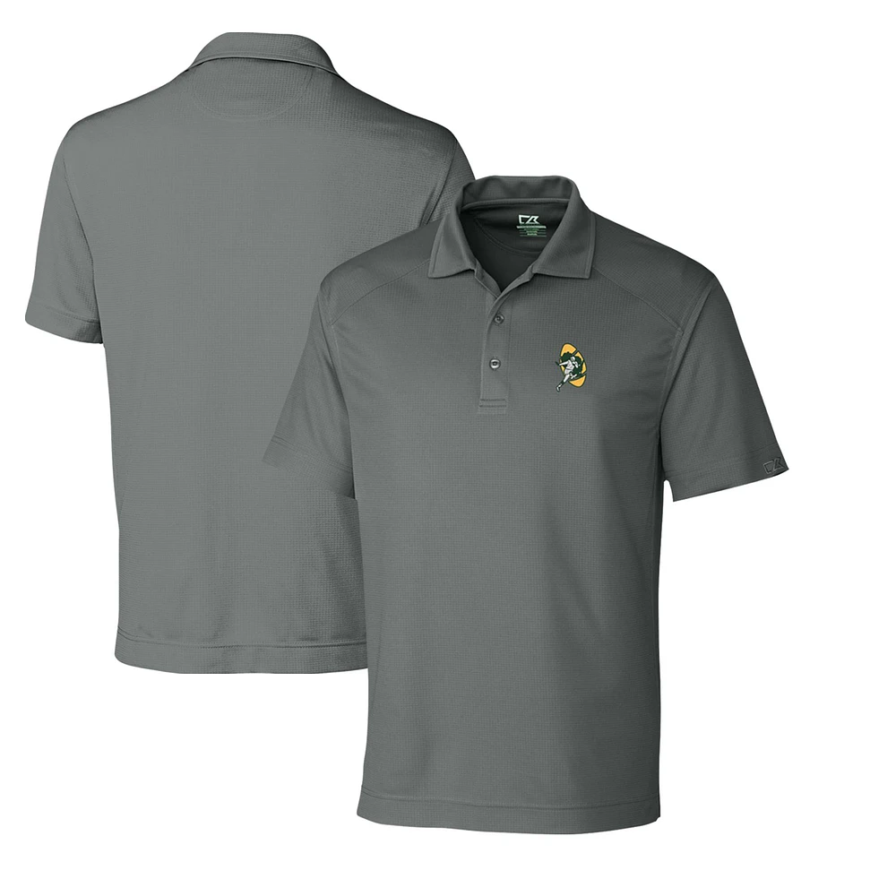Men's Cutter & Buck Steel Green Bay Packers Throwback Logo DryTec Genre Textured Solid Polo