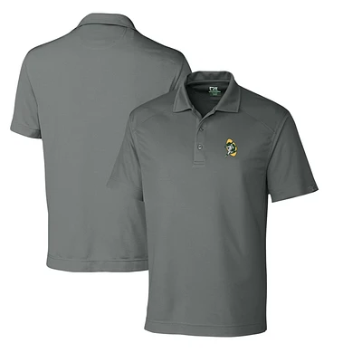 Men's Cutter & Buck Steel Green Bay Packers Throwback Logo DryTec Genre Textured Solid Polo