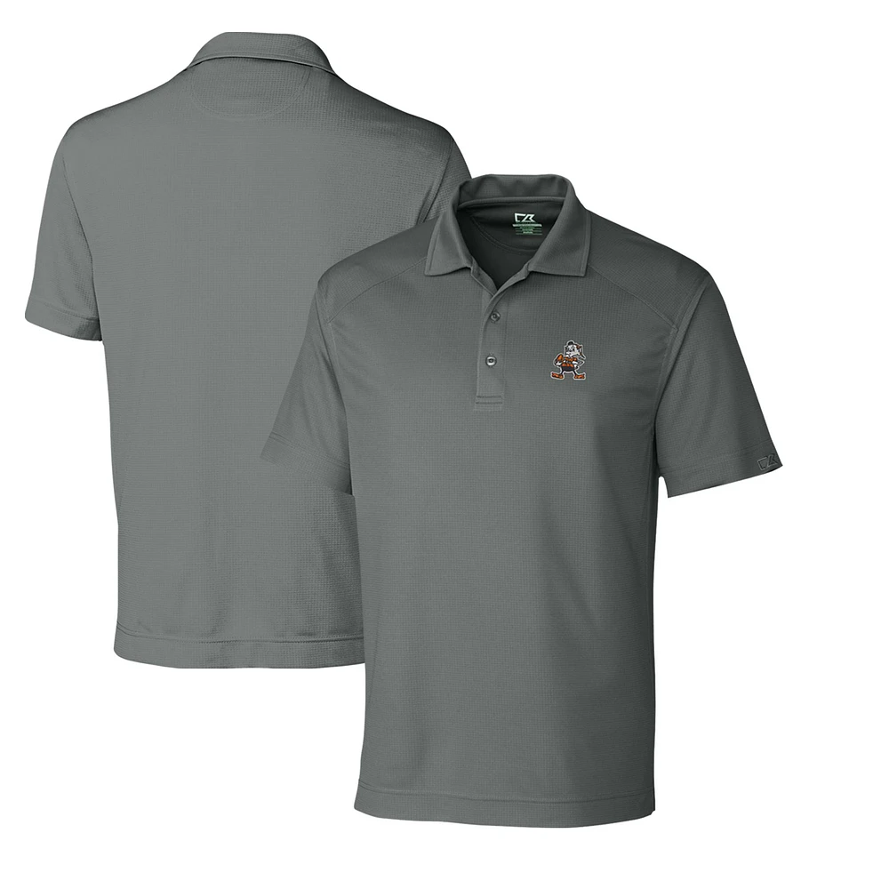 Men's Cutter & Buck Steel Cleveland Browns Throwback Logo DryTec Genre Textured Solid Polo