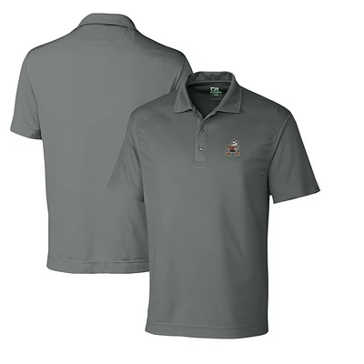 Men's Cutter & Buck Steel Cleveland Browns Throwback Logo DryTec Genre Textured Solid Polo