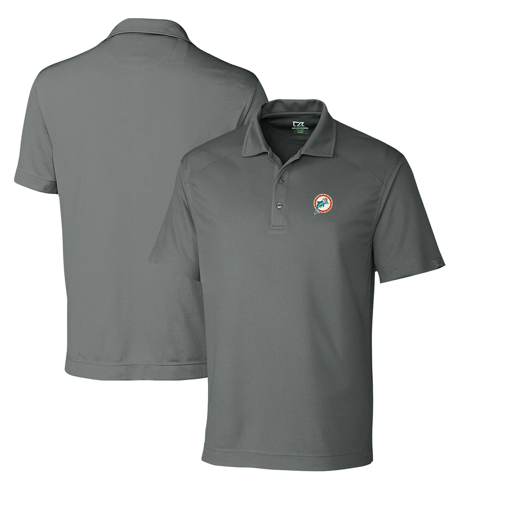 Men's Cutter & Buck Steel Miami Dolphins Throwback Logo DryTec Genre Textured Solid Polo