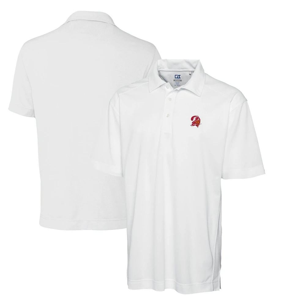 Men's Cutter & Buck White Tampa Bay Buccaneers Throwback Logo DryTec Genre Textured Solid Polo