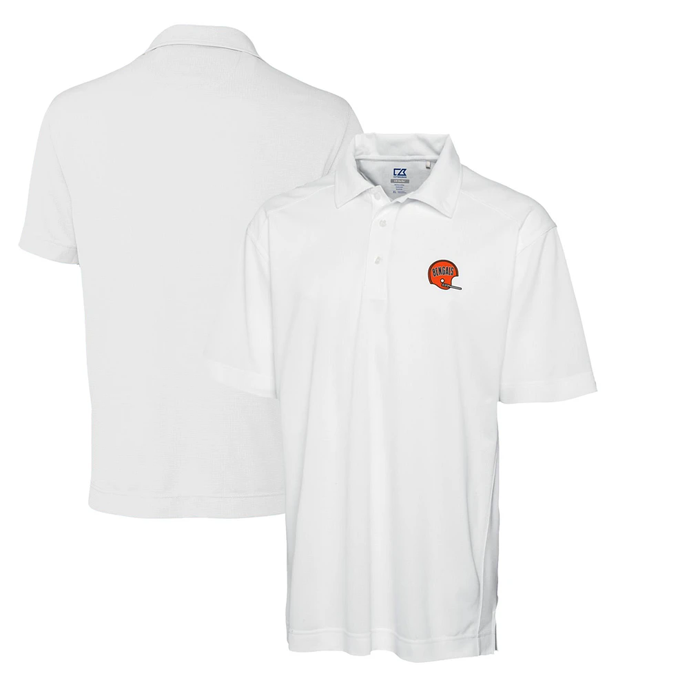 Men's Cutter & Buck White Cincinnati Bengals Throwback Logo DryTec Genre Textured Solid Polo