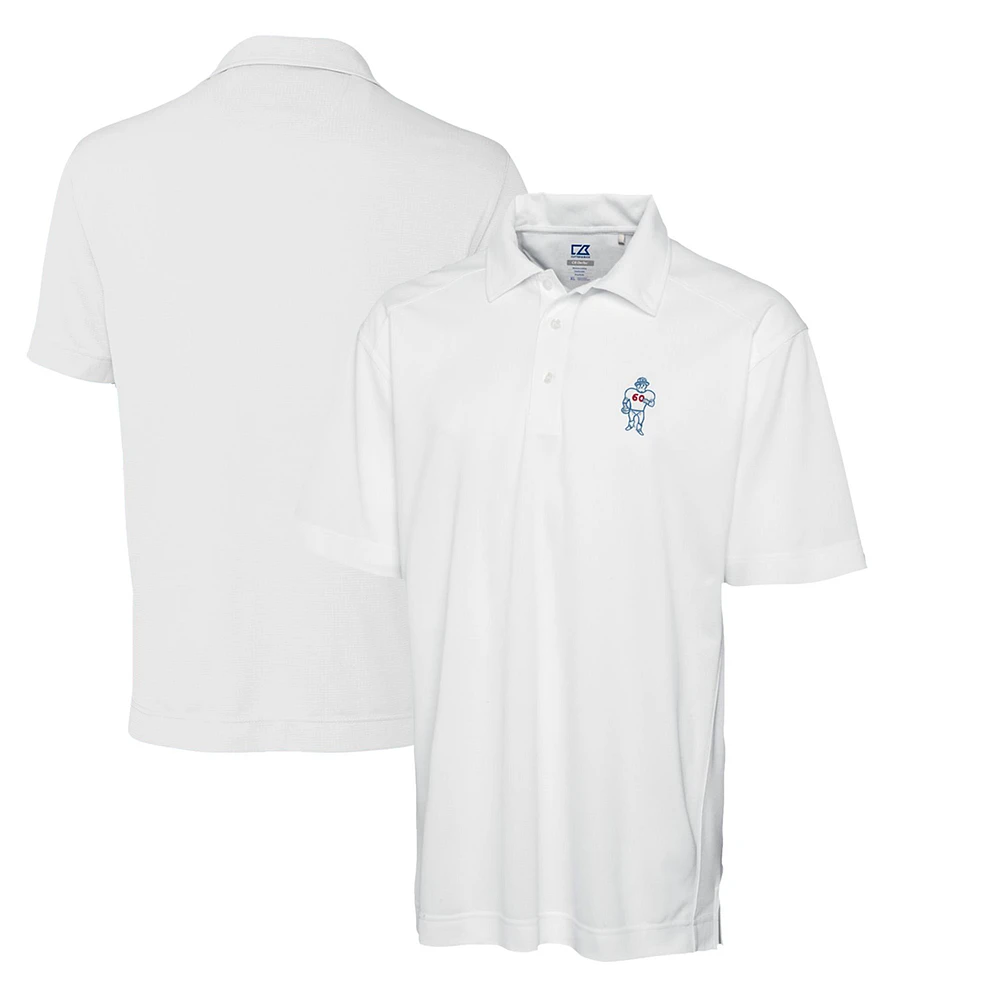 Men's Cutter & Buck White Houston Oilers Throwback Logo DryTec Genre Textured Solid Polo
