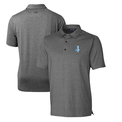 Men's Cutter & Buck Heather Charcoal Detroit Lions Throwback Logo Forge Heathered Stretch Polo