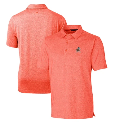 Men's Cutter & Buck Heather Orange Cleveland Browns Throwback Logo Forge Heathered Stretch Polo