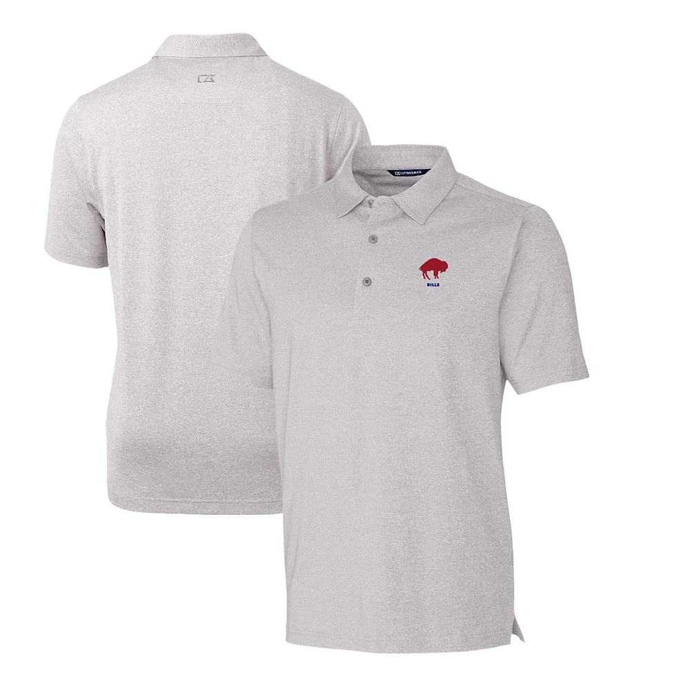 Men's Cutter & Buck Heather Gray Buffalo Bills Throwback Logo Forge Heathered Stretch Polo