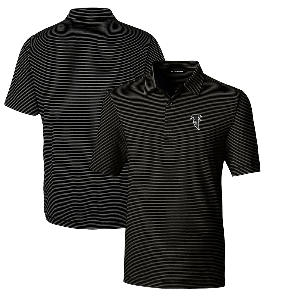Men's Cutter & Buck Black Atlanta Falcons Throwback Logo Forge Pencil Stripe Stretch Polo