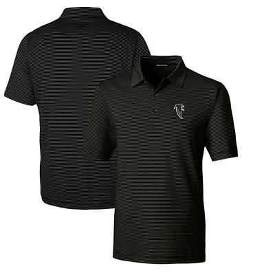 Men's Cutter & Buck Black Atlanta Falcons Throwback Logo Forge Pencil Stripe Stretch Polo
