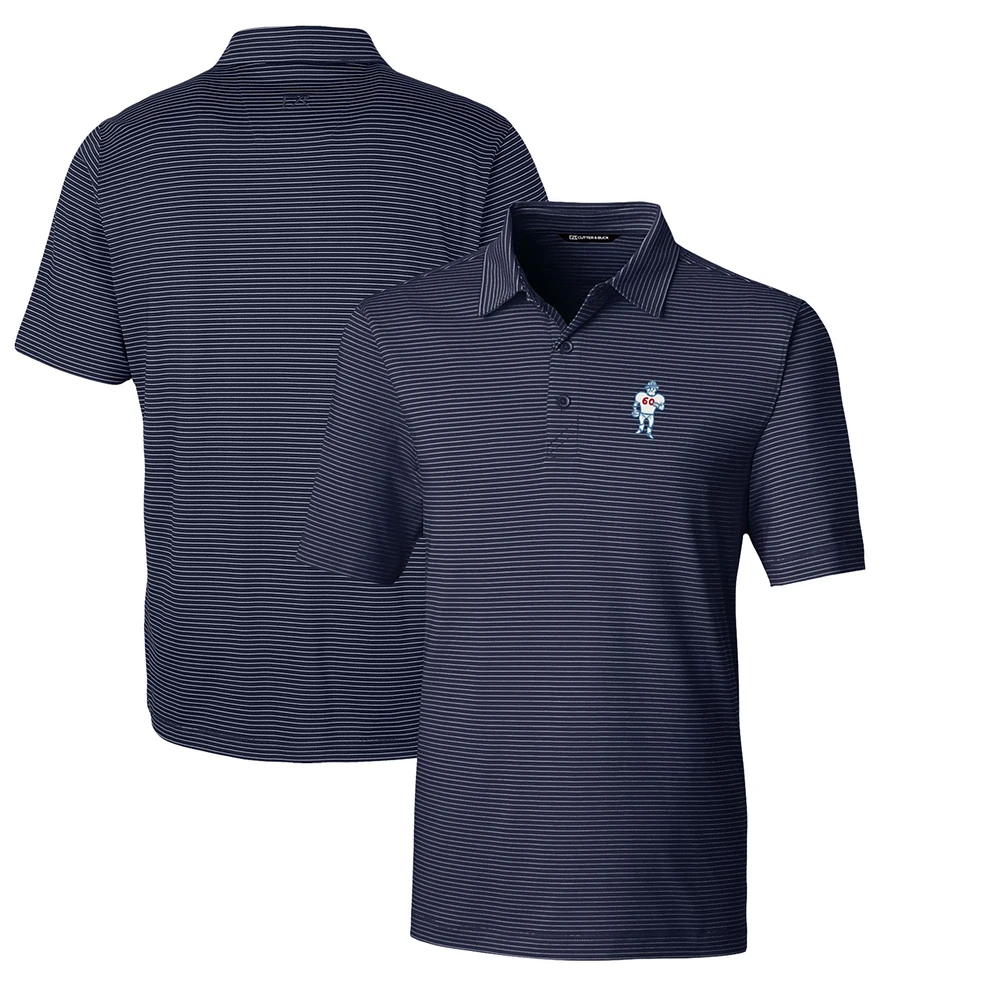 Men's Cutter & Buck Navy Houston Oilers Throwback Logo Forge Pencil Stripe Stretch Polo