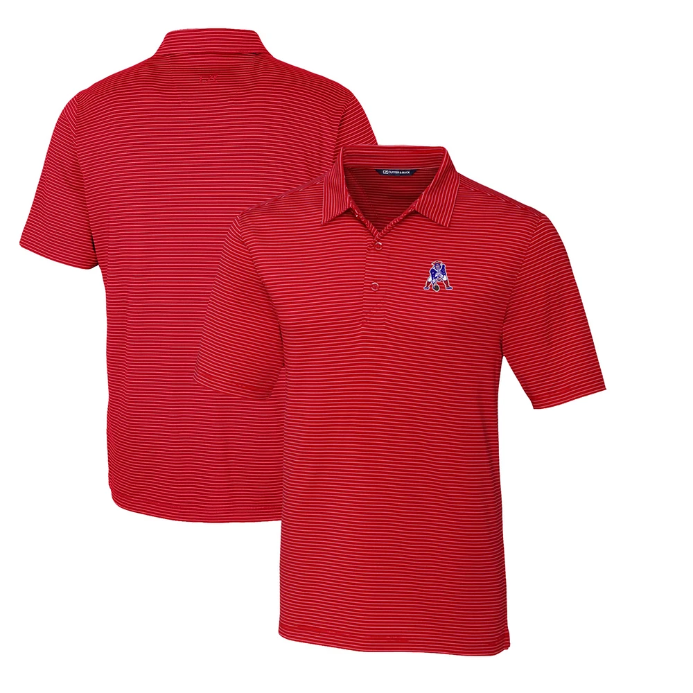 Men's Cutter & Buck Red New England Patriots Throwback Logo Forge Pencil Stripe Stretch Polo