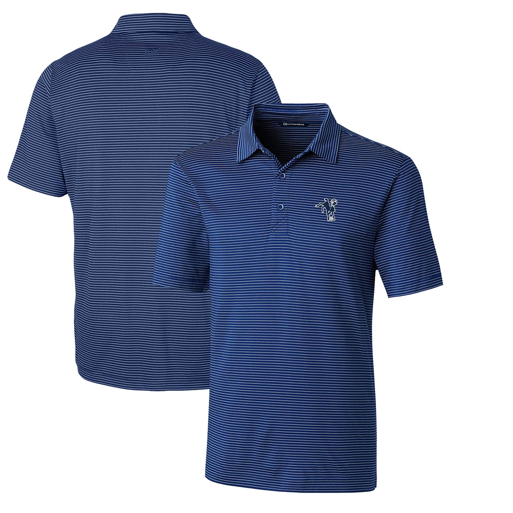 Men's Cutter & Buck Royal Indianapolis Colts Throwback Logo Forge Pencil Stripe Stretch Polo