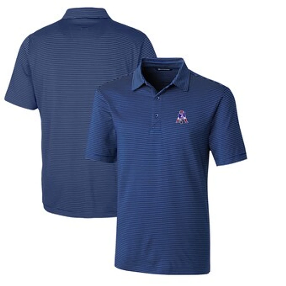 Men's Cutter & Buck Royal New England Patriots Throwback Logo Forge Pencil Stripe Stretch Polo