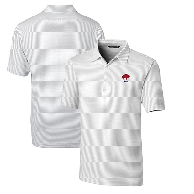 Men's Cutter & Buck White Buffalo Bills Throwback Logo Forge Pencil Stripe Stretch Polo