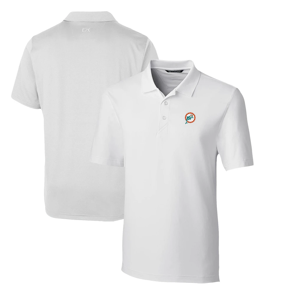 Men's Cutter & Buck White Miami Dolphins Throwback Logo Forge Stretch Polo