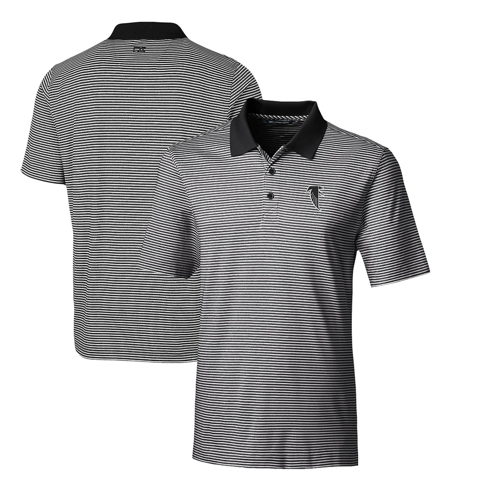 Men's Cutter & Buck Black Atlanta Falcons Throwback Logo Forge Tonal Stripe Stretch Polo