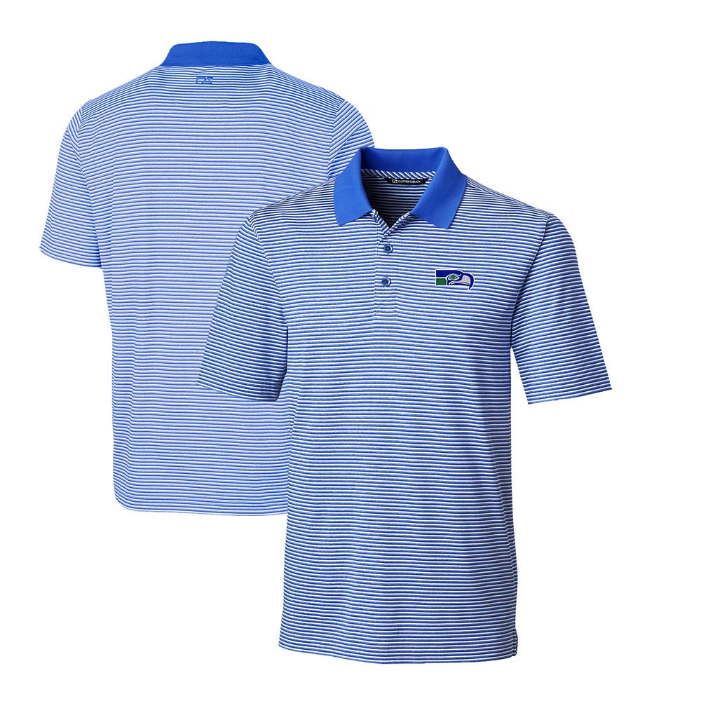 Men's Cutter & Buck Blue Seattle Seahawks Throwback Logo Forge Tonal Stripe Stretch Polo