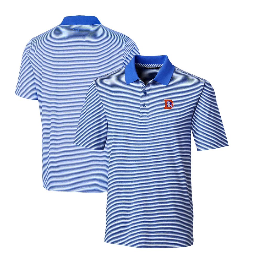 Men's Cutter & Buck Blue Denver Broncos Throwback Logo Forge Tonal Stripe Stretch Polo