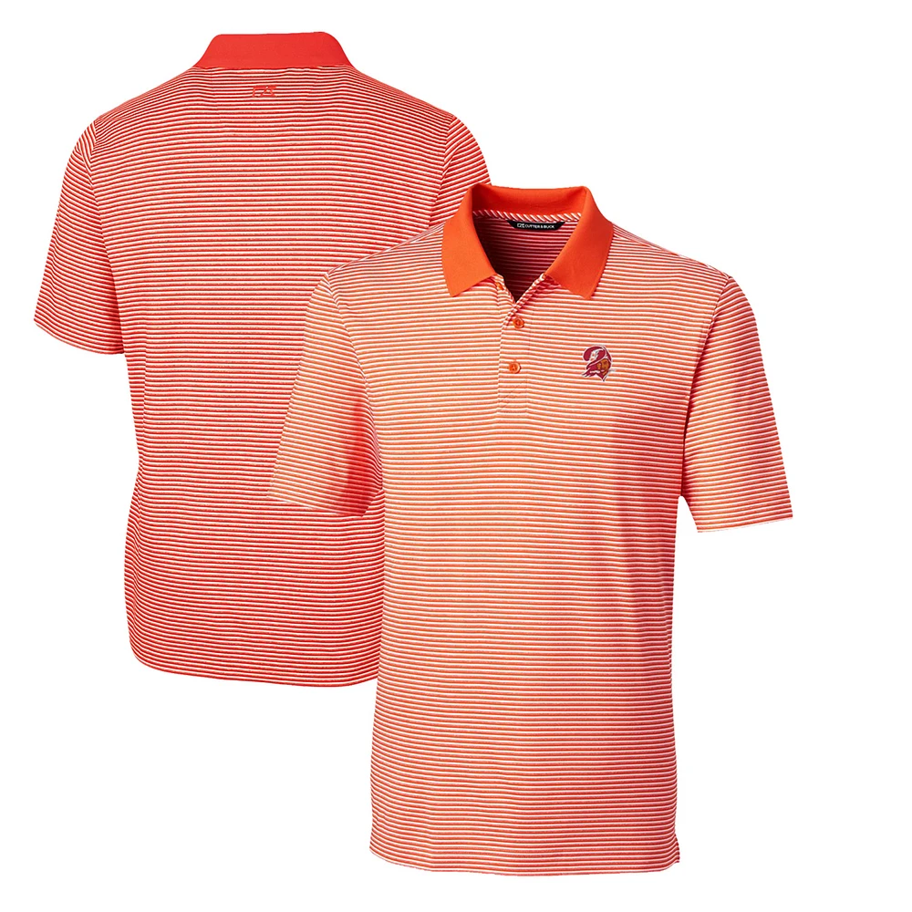 Men's Cutter & Buck Orange Tampa Bay Buccaneers Throwback Logo Forge Tonal Stripe Stretch Polo