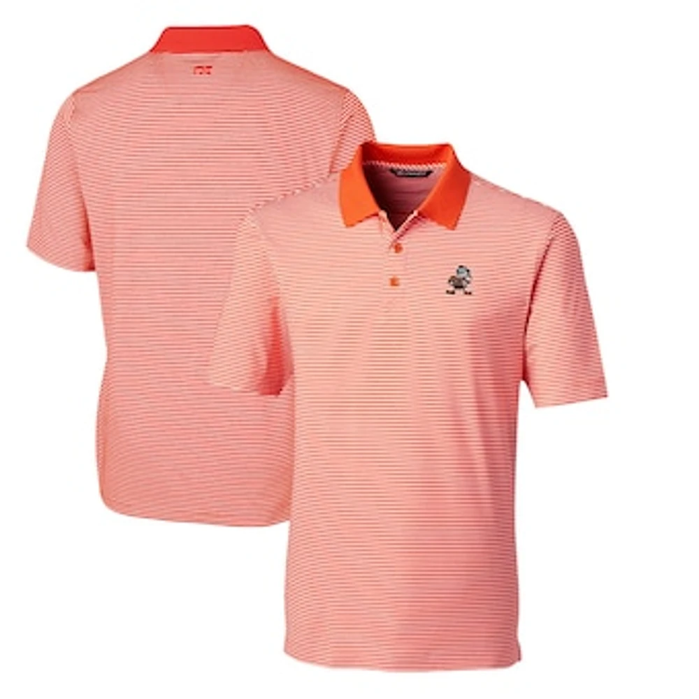 Men's Cutter & Buck Cleveland Browns Throwback Logo Forge Tonal Stripe Stretch Polo