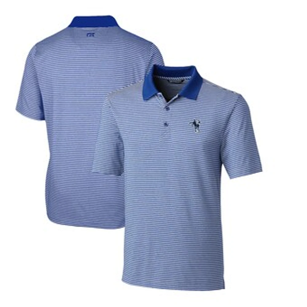Men's Cutter & Buck Royal Indianapolis Colts Throwback Logo Forge Tonal Stripe Stretch Polo