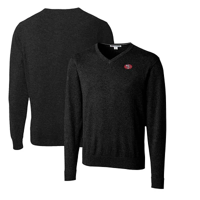 Men's Cutter & Buck Black San Francisco 49ers Throwback Logo Lakemont Tri-Blend V-Neck Pullover Sweater
