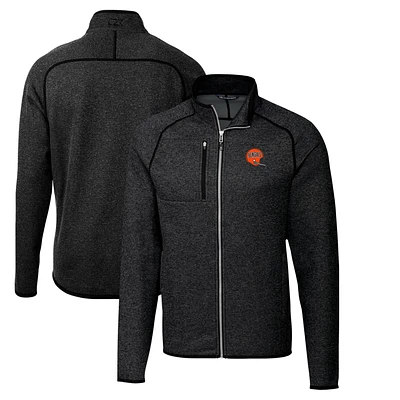 Men's Cutter & Buck Heather Charcoal Cincinnati Bengals Throwback Logo Mainsail Sweater-Knit Full-Zip Jacket
