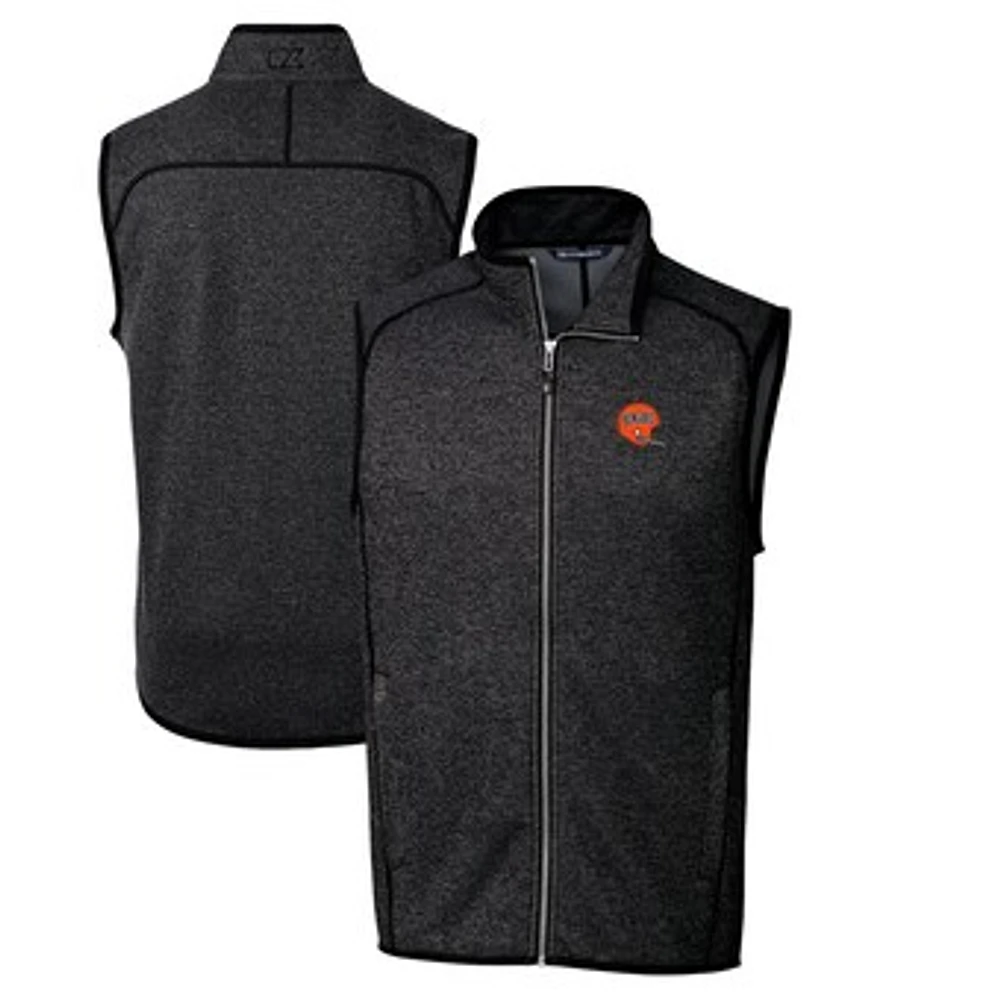 Men's Cutter & Buck Heather Charcoal Cincinnati Bengals Throwback Logo Mainsail Sweater-Knit Full-Zip Vest