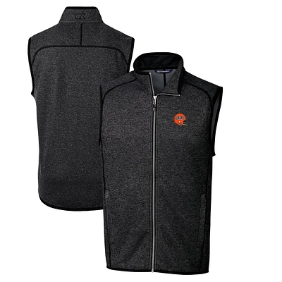 Men's Cutter & Buck Heather Charcoal Cincinnati Bengals Throwback Logo Mainsail Sweater-Knit Full-Zip Vest