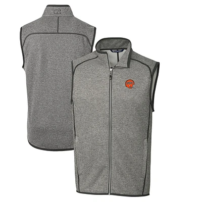 Men's Cutter & Buck Heather Gray Cincinnati Bengals Throwback Logo Mainsail Sweater-Knit Full-Zip Vest