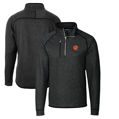 Men's Cutter & Buck Heather Charcoal Cincinnati Bengals Throwback Logo Mainsail Sweater-Knit Half-Zip Pullover Jacket
