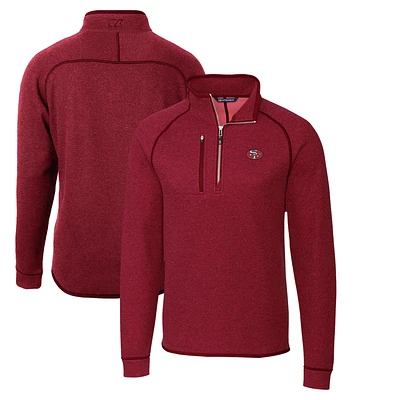 Men's Cutter & Buck Scarlet San Francisco 49ers Mainsail Sweater-Knit Half-Zip Pullover Jacket