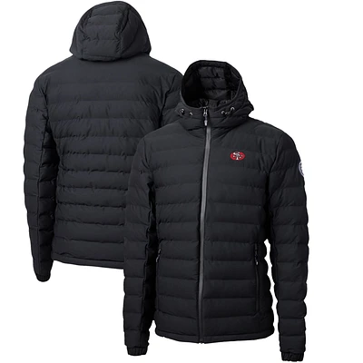 Men's Cutter & Buck Black San Francisco 49ers Throwback Logo Mission Ridge Repreve Eco Insulated Puffer Full-Zip Jacket