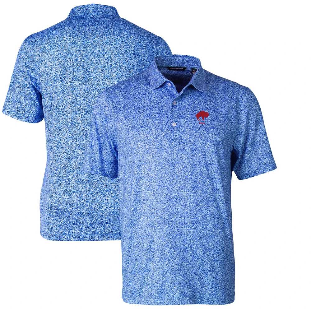 Men's Cutter & Buck Blue Buffalo Bills Throwback Logo Pike Constellation Stretch Polo