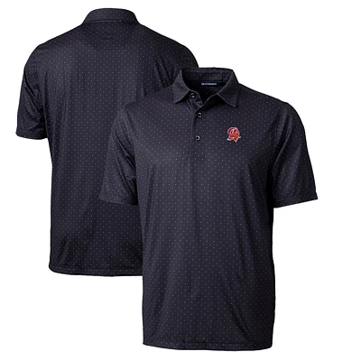 Men's Cutter & Buck Black Tampa Bay Buccaneers Throwback Logo Pike Double Dot Print Stretch Polo