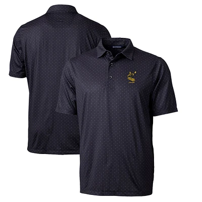 Men's Cutter & Buck Black Pittsburgh Steelers Throwback Logo Pike Double Dot Print Stretch Polo