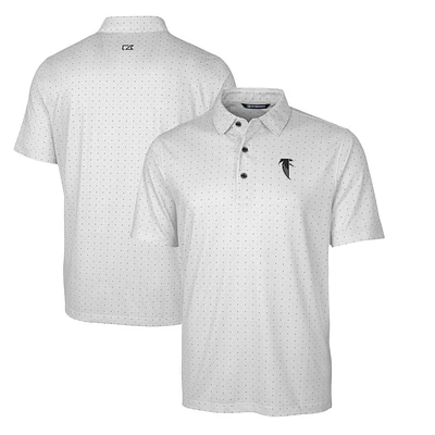 Men's Cutter & Buck Charcoal Atlanta Falcons Throwback Logo Pike Double Dot Print Stretch Polo