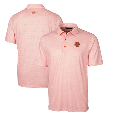 Men's Cutter & Buck Orange Cincinnati Bengals Throwback Logo Pike Double Dot Print Stretch Polo