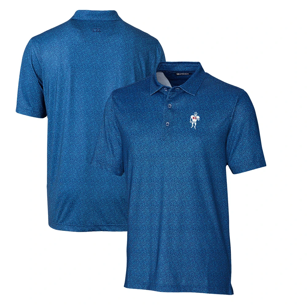 Men's Cutter & Buck Blue Houston Oilers Micro Floral Stretch Polo