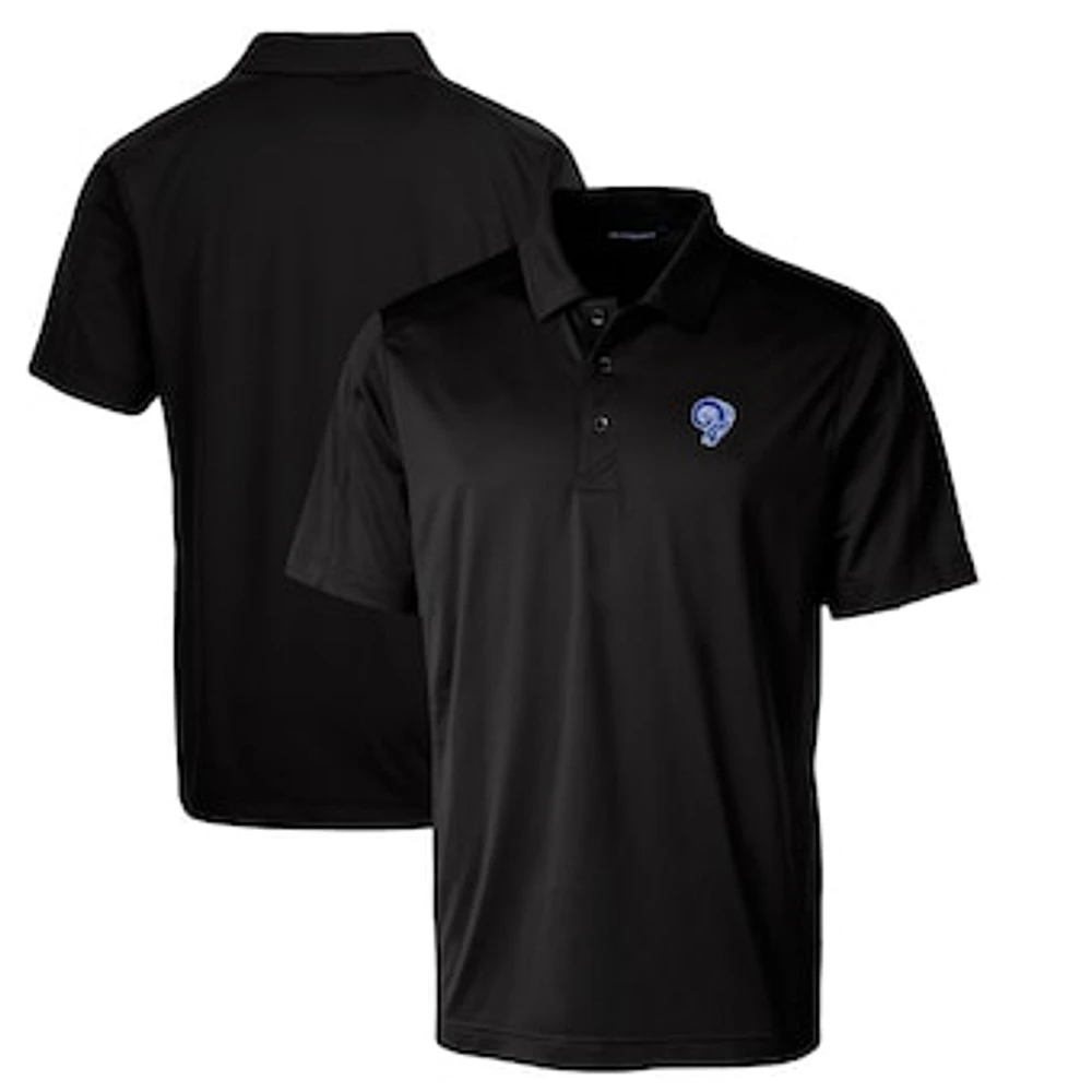 Men's Cutter & Buck Black Los Angeles Rams Throwback Logo Prospect Textured Stretch Polo