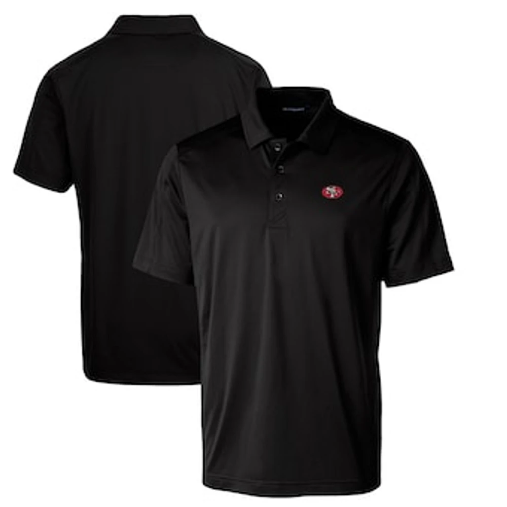 Men's Cutter & Buck Black San Francisco 49ers Throwback Logo Prospect Textured Stretch Polo