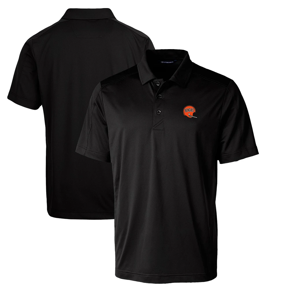 Men's Cutter & Buck Black Cincinnati Bengals Throwback Logo Prospect Textured Stretch Polo