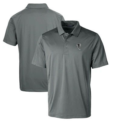 Men's Cutter & Buck Steel Atlanta Falcons Throwback Logo Prospect Textured Stretch Polo