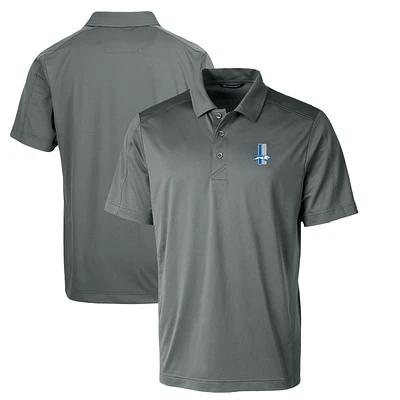 Men's Cutter & Buck Steel Detroit Lions Throwback Logo Prospect Textured Stretch Polo