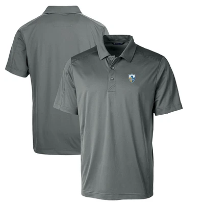 Men's Cutter & Buck Steel Los Angeles Chargers Throwback Logo Prospect Textured Stretch Polo